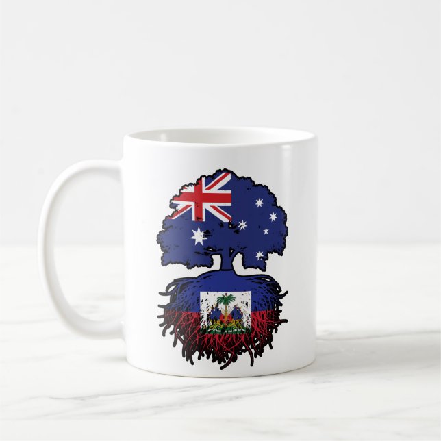 Caneca De Café Bandeira das Raízes da Árvore Australiana do Haiti (Esquerda)