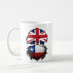Caneca De Café Bandeira das Raízes da Árvore Britânica do Chile