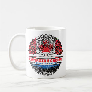 Caneca De Café Bandeira das Raízes da Árvore Estônia canadiana do