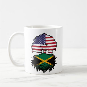 Caneca De Café Bandeira das Raízes da Árvore Jamaicano-Americana