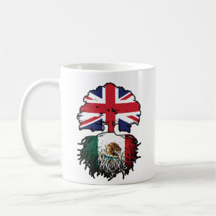 Caneca De Café Bandeira das Raízes da Árvore no Reino Unido mexic