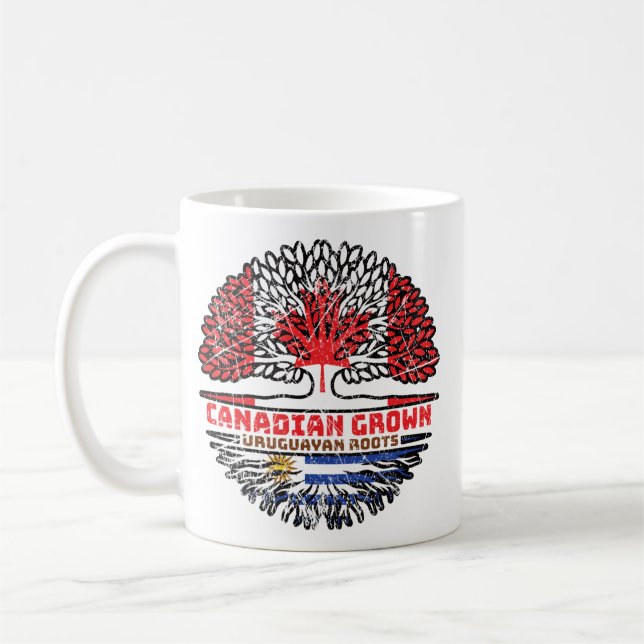 Caneca De Café Bandeira das Raízes das Árvores do Canadá Uruguai  (Esquerda)