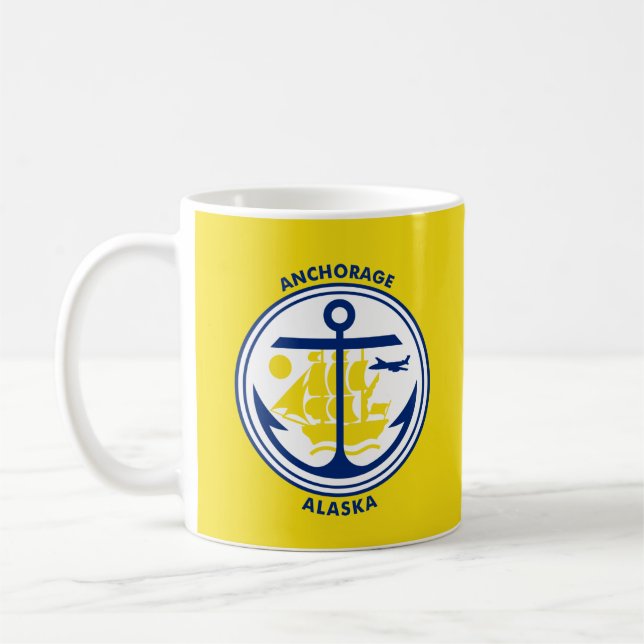 Caneca De Café Bandeira de Anchorage, Alasca (Esquerda)
