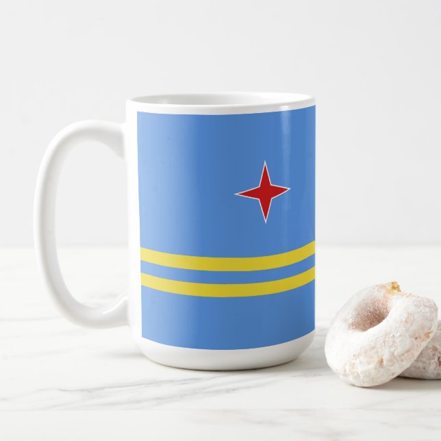 Caneca De Café Bandeira de Aruba (Com Donut)
