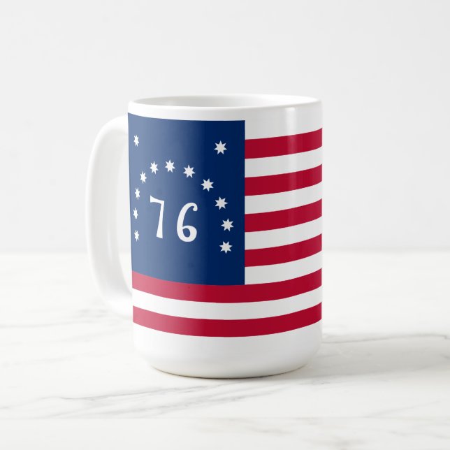 Caneca De Café Bandeira de Bennington: A 76 Bandeira Americana de (Frente Esquerda)