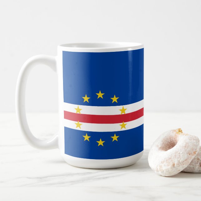 Caneca De Café Bandeira de Cabo Verde (Com Donut)