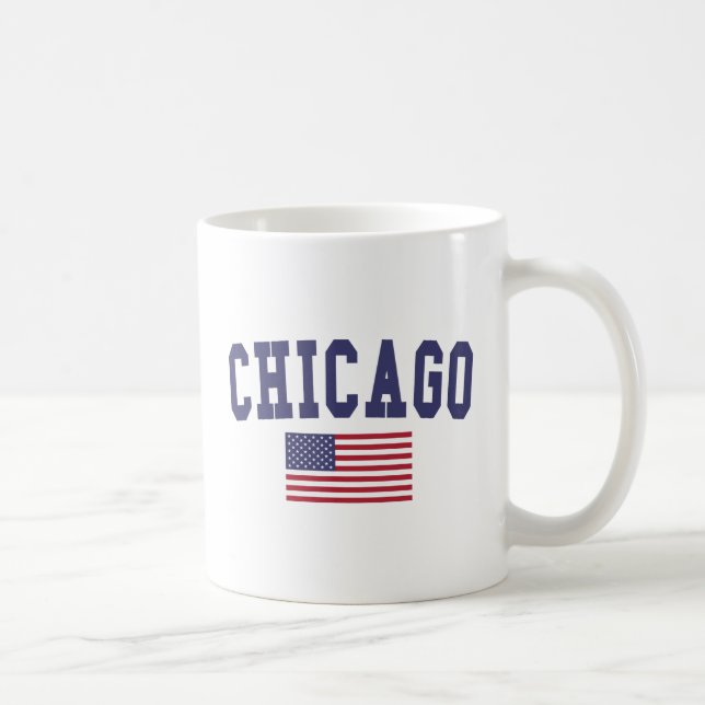 Caneca De Café Bandeira de Chicago EUA (Direita)