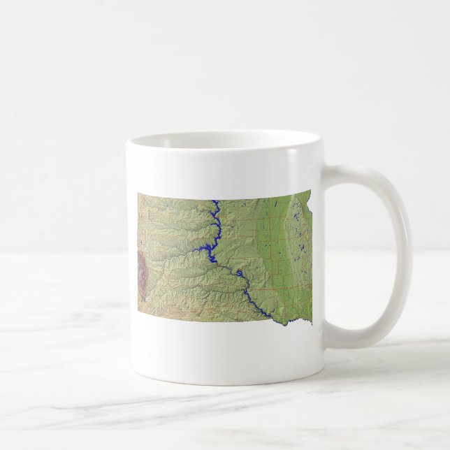 Caneca De Café Bandeira de Dacotan do Sul + Mug de Mapa (Direita)