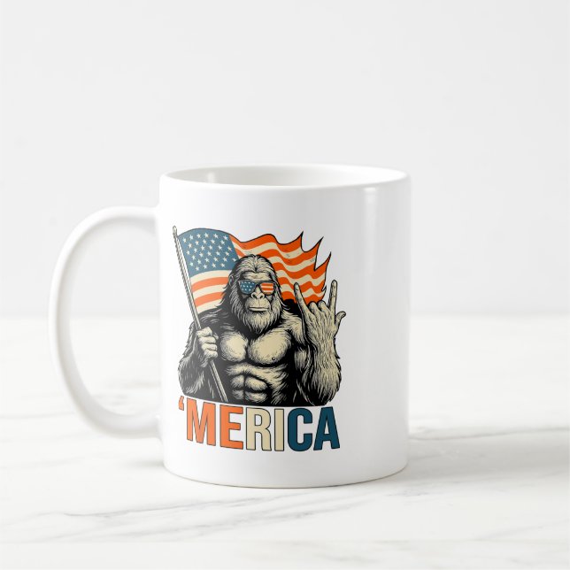 Caneca De Café Bandeira de Gorila 'merica Óculos de Sol Engraçado (Esquerda)