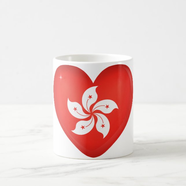 Caneca De Café Bandeira de Hong Kong Coração (Centro)