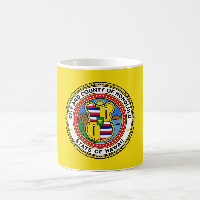 Caneca De Café Bandeira de Honolulu (Havaí) (Centro)