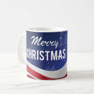 Caneca De Café Bandeira de Natal Patriótica com Flocos de Neve