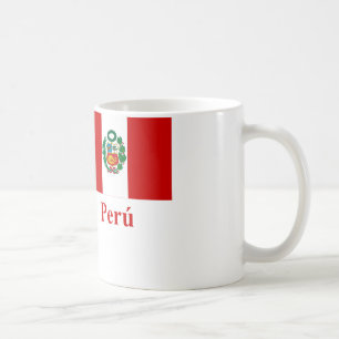 Caneca De Café Bandeira de Peru com nome no espanhol
