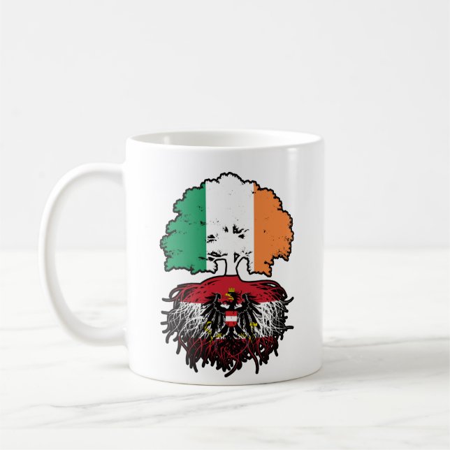 Caneca De Café Bandeira de Raízes de Árvore da Irlanda Austríaca (Esquerda)
