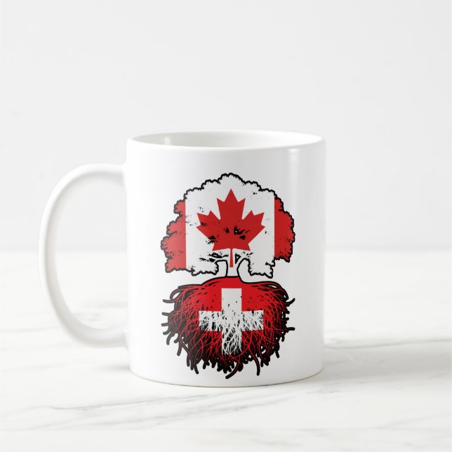 Caneca De Café Bandeira de Raízes de Árvore do Canadá suiça (Esquerda)