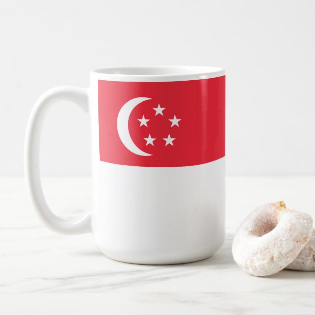 Caneca De Café bandeira de Singapura (Com Donut)