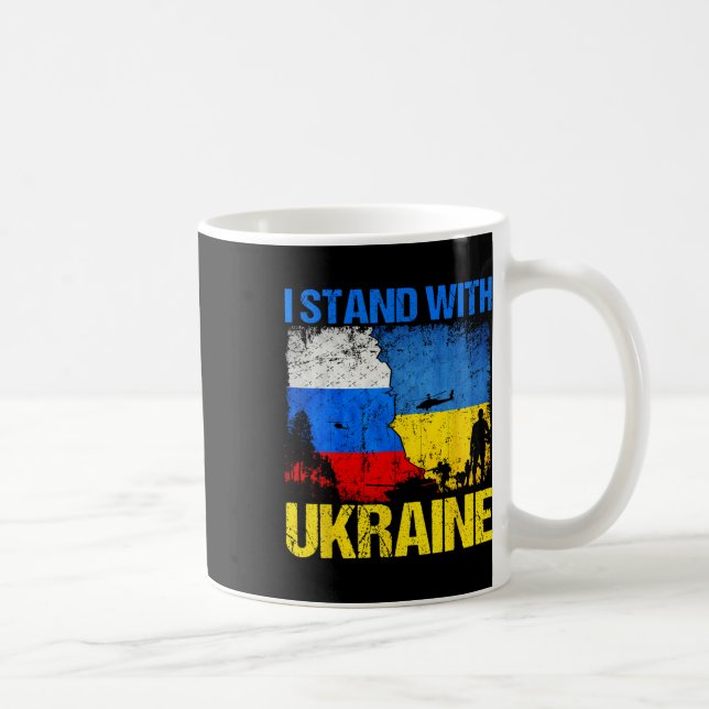 Caneca De Café Bandeira de Soldado de Apoio Eu Fico Com a Ucrânia (Direita)