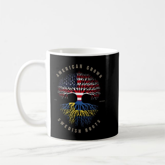 Caneca De Café Bandeira de Suecia de Raízes Suecas Americanas Cre (Esquerda)