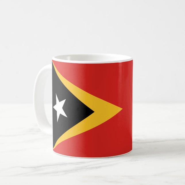 Caneca De Café Bandeira de Timor-Leste (Frente Esquerda)