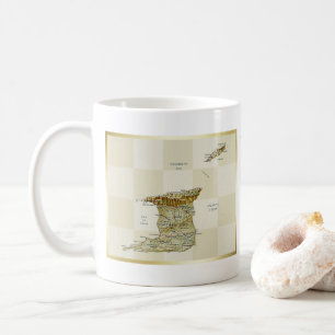 Caneca De Café Bandeira de Trinidad e Tobago + Mapa de Mug