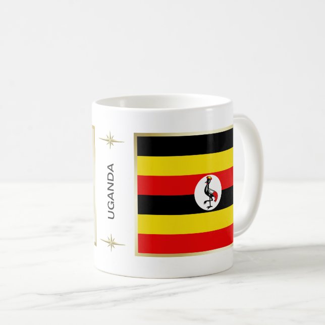 Caneca De Café Bandeira de Uganda + Mapa Mug (Frente Esquerda)