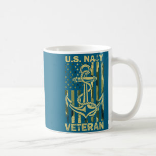 Caneca De Café Bandeira de veterano naval dos EUA camuflagem patr