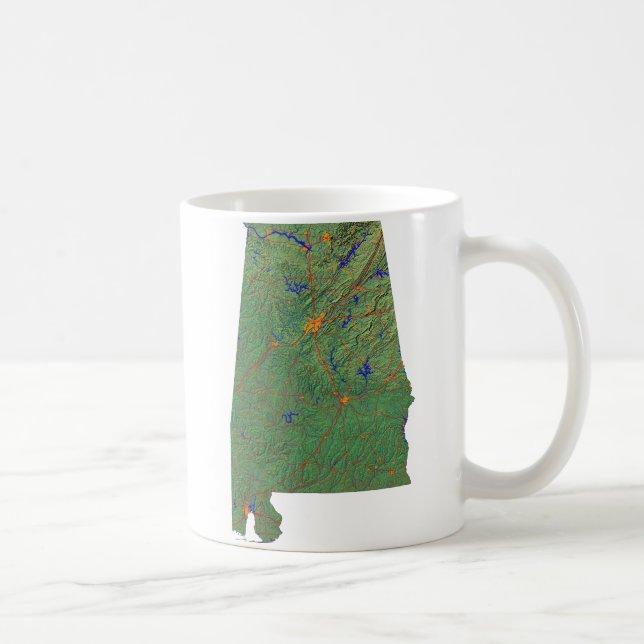 Caneca De Café Bandeira do Alabama + Mug de Mapa (Direita)