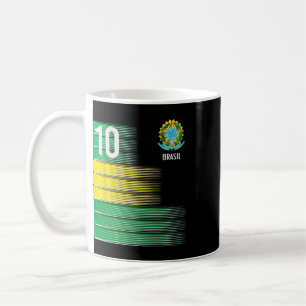 Caneca De Café Bandeira do Brasil Número 10 Brasil Futebol Homens