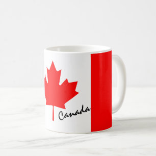 Caneca De Café Bandeira do Canadá Folha de Bordo Vermelho Brilhan