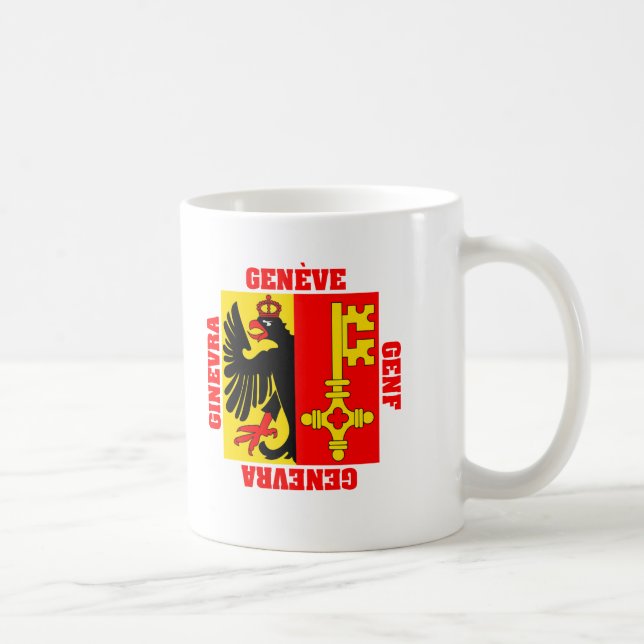 Caneca De Café Bandeira do cantão da suiça de Genebra (Direita)