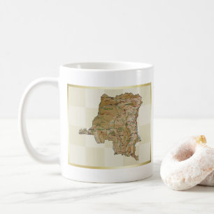 Caneca De Café Bandeira do Congo-Kinshasa + Mug de Mapa