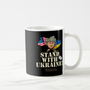 Caneca De Café Bandeira do Contorno da Ucrânia EUA Zelensky Dog T