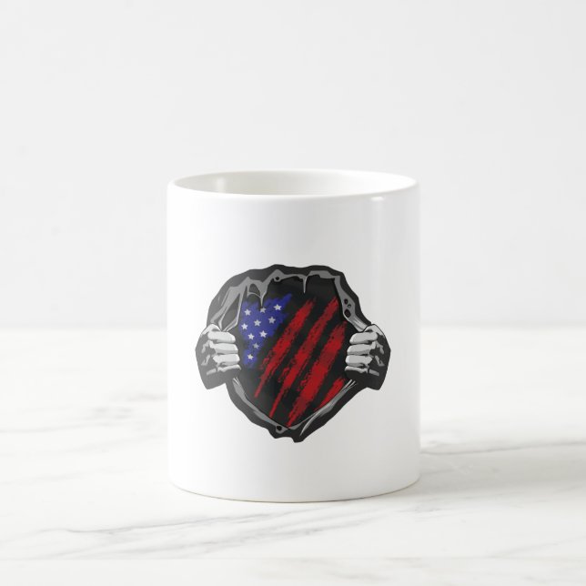 Caneca De Café Bandeira do Costume de Super Herói dos EUA (Centro)