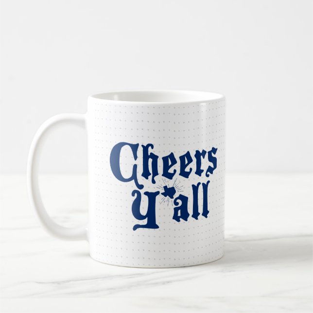 Caneca De Café Bandeira do Estado Azul Cheers Y'all Coffee Mug (Esquerda)
