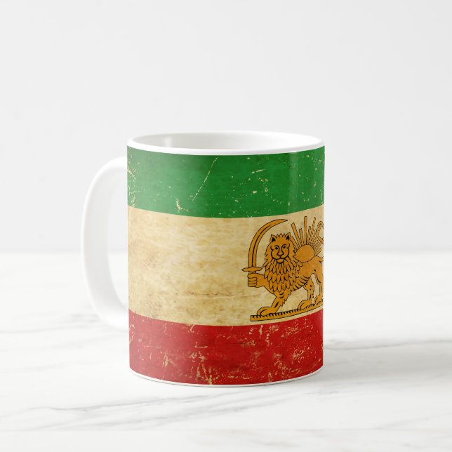 Caneca De Café Bandeira do Irã Leão e Sol Xá do Irã Bandeira (Frente Esquerda)
