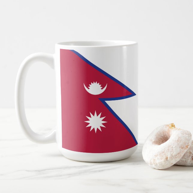 Caneca De Café Bandeira do Nepal (Com Donut)
