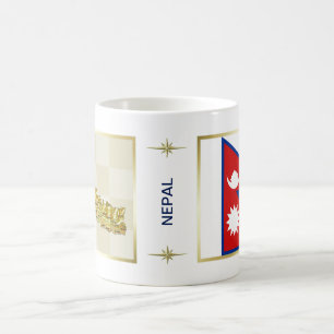 Caneca De Café Bandeira do Nepal + Mug de mapa