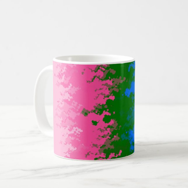 Caneca De Café Bandeira do Orgulho Abstrato Omnirromântico Trippy (Frente Esquerda)
