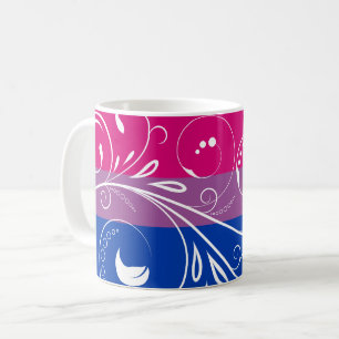 Caneca De Café Bandeira do Orgulho Bi Vintage Floral Minimalista