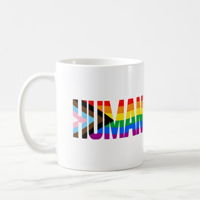 Caneca De Café Bandeira do Orgulho da Inclusividade Humana (Esquerda)
