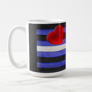 Caneca De Café Bandeira do orgulho de couro de SlipperyJoe azul r