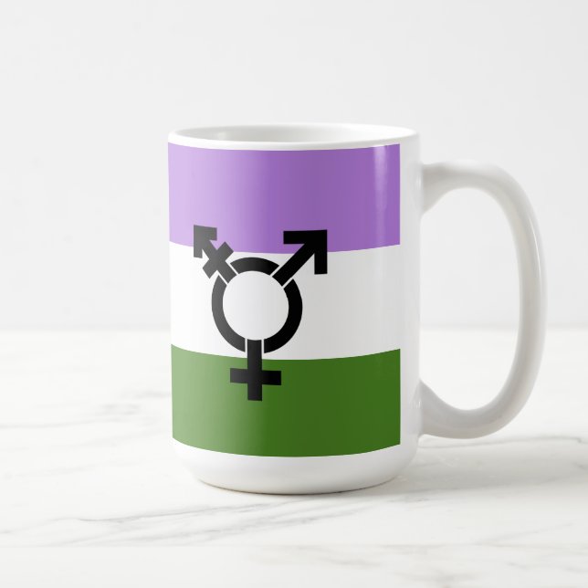 Caneca De Café Bandeira do Orgulho Genderqueer (Direita)