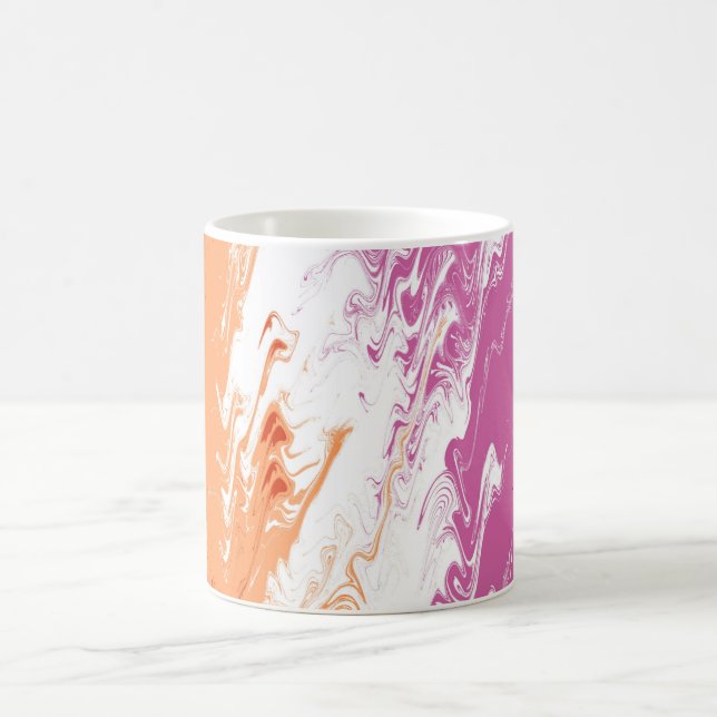 Caneca De Café Bandeira do Orgulho Lésbico Abstrato Trippy Squigg (Centro)