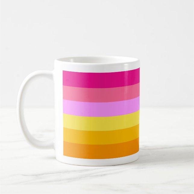 Caneca De Café Bandeira do Orgulho Lésbico (Amanhecer) (Esquerda)
