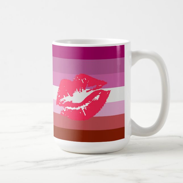 Caneca De Café Bandeira do Orgulho Lésbico de Batom (Direita)