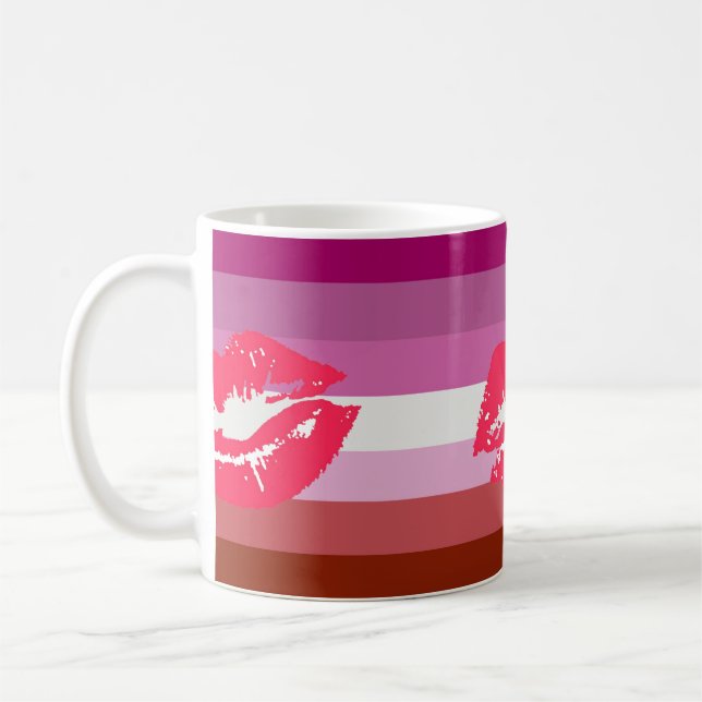 Caneca De Café Bandeira do Orgulho Lésbico de Batom (Esquerda)