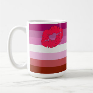 Caneca De Café bandeira do orgulho lésbico de batom SlipperyJoe f