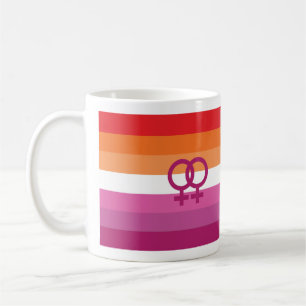 Caneca De Café Bandeira do Orgulho Lésbico WLW (Sunset)