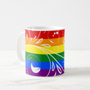 Caneca De Café Bandeira do Orgulho LGBT Floral Vintage em Flor