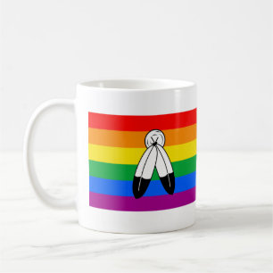 Caneca De Café Bandeira do Orgulho LGBTQ+ com Duas Espíritos